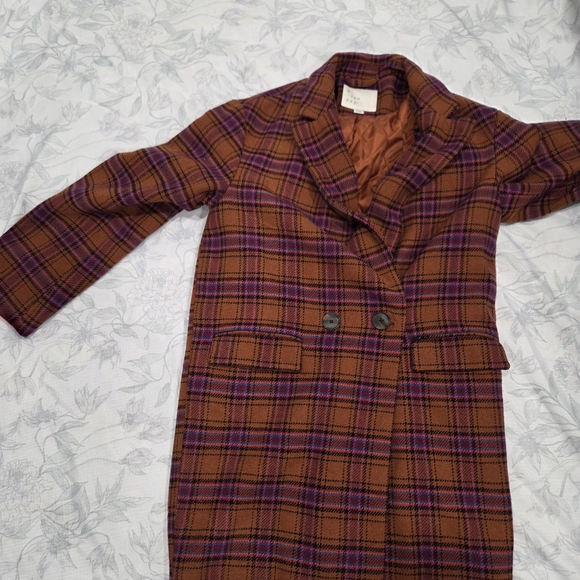 A New Day Plaid Oversized Coatigan in Rust Plaid - Picture 3 of 8